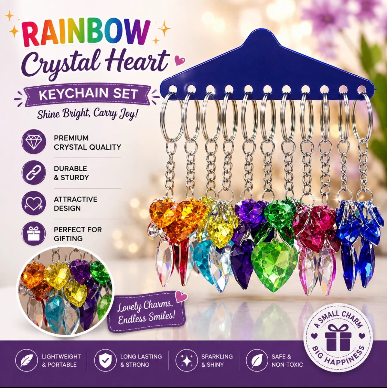 Crystal Heart Keychain Set ✨❤️