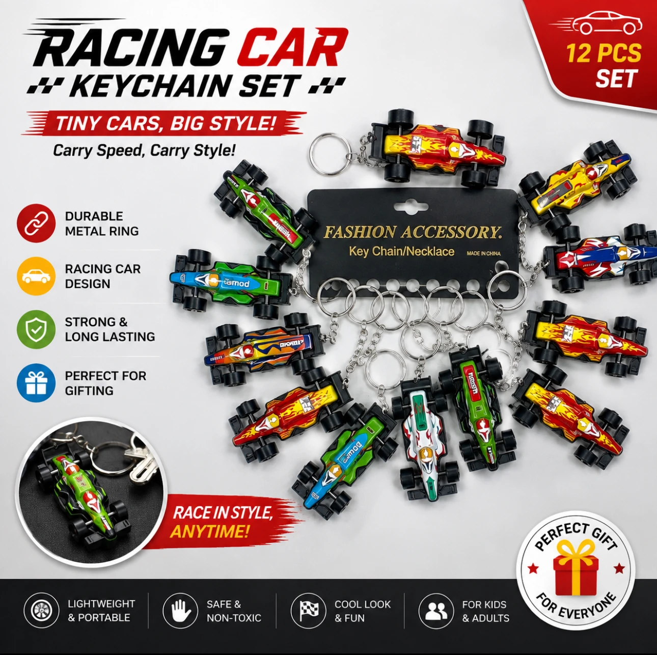 Mini Formula Racing Car Keychain 🏎️
