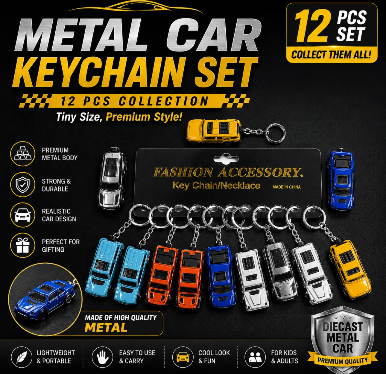 Premium Die-Cast Metal Car Keychain 🚗🔑