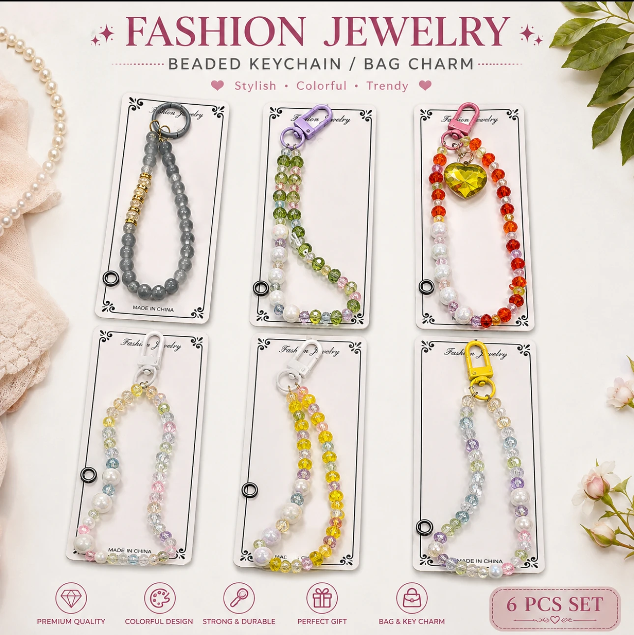 Beaded Keychain & Bag Charm