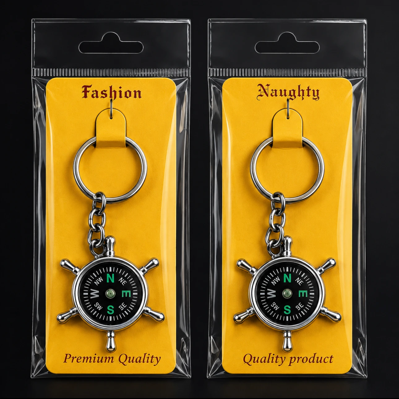 Ship Wheel Compass Keychain