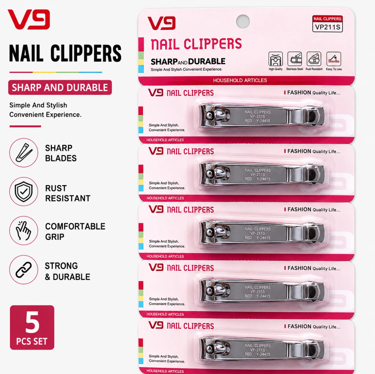 V9 Premium Stainless Steel Nail Clipper –  12 PCS Set