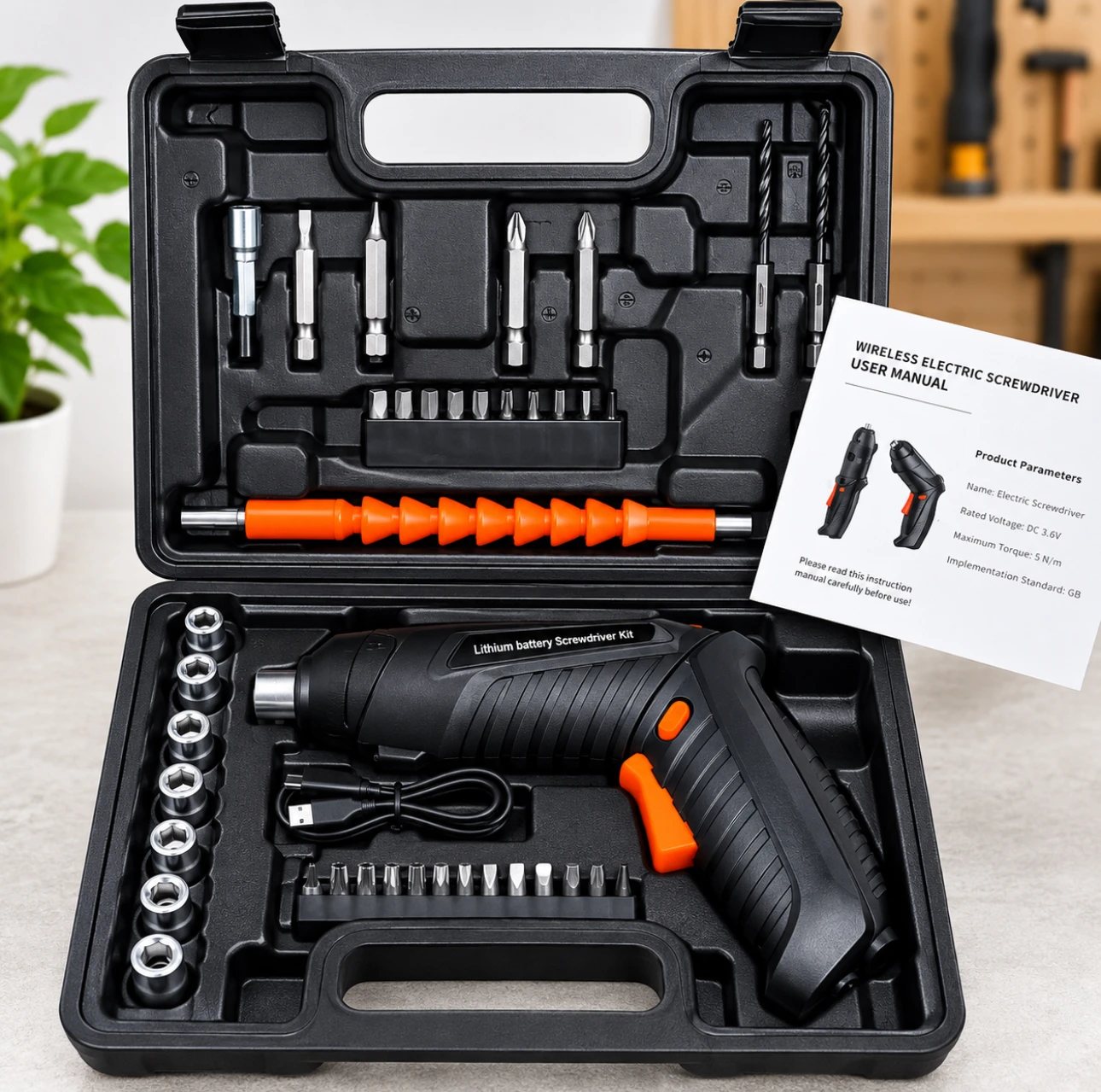 Rechargeable Wireless Screwdriver Set with Bits