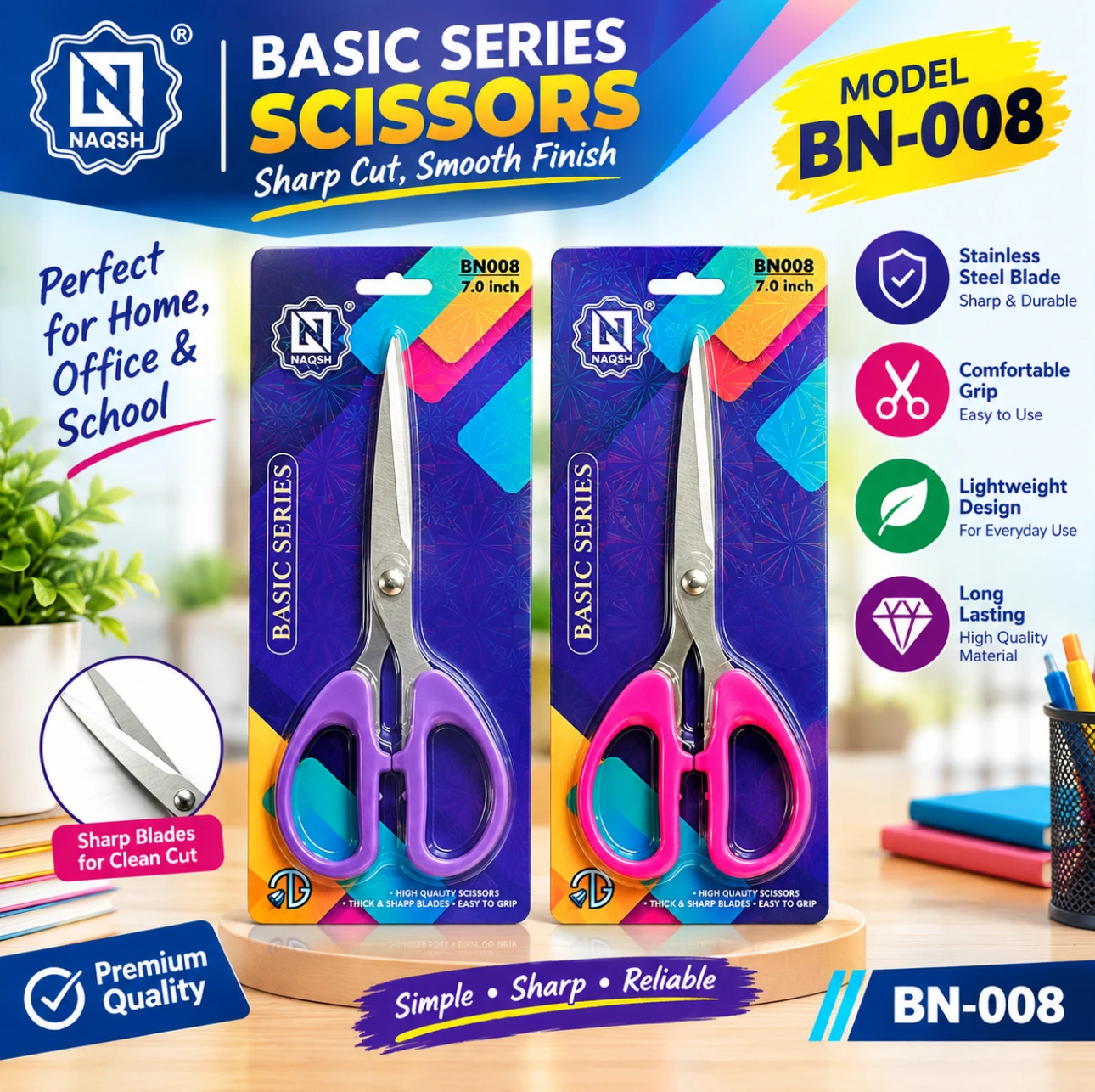NAQSH BN-008 7-Inch Stainless Steel Scissors